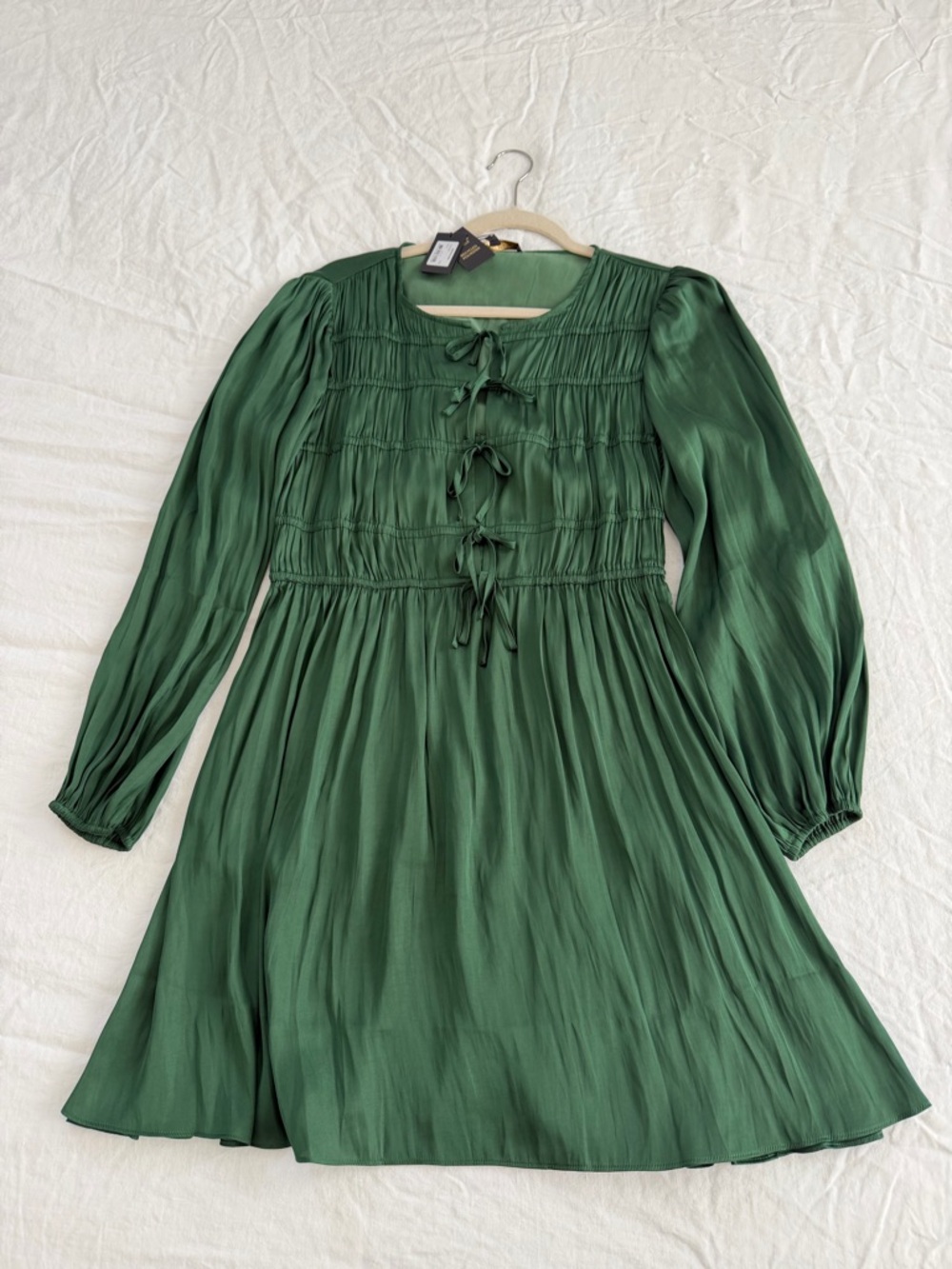 NWT Maje Forest Green Long-Sleeve Mini Dress